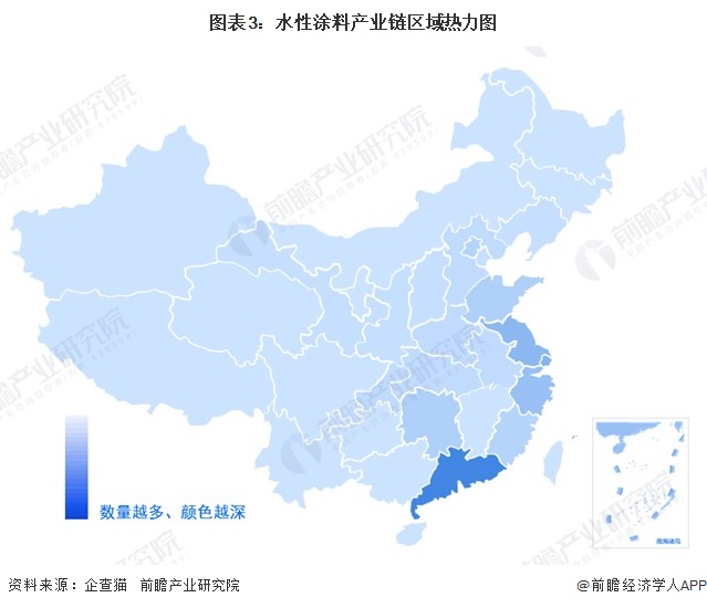 图表3:水性涂料产业链区域热力图